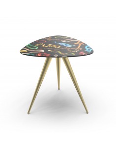 SELETTI Toiletpaper wooden table with metal legs - snakes