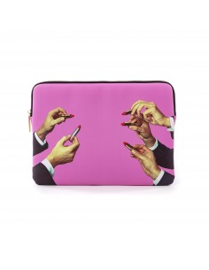 SELETTI Toiletpaper printed pu laptop bag - lipsticks pink