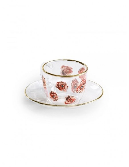 SELETTI Toiletpaper glass coffee set - roses