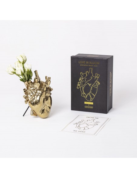 SELETTI Vase in porcelain "Love In Bloom" - Gold