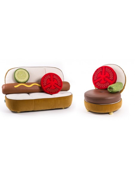 SELETTI Studio Job-Blow Hamburger sofa with Tomato and Gherkin