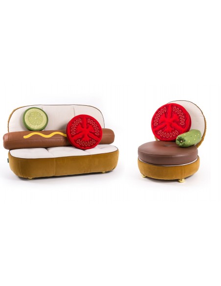 SELETTI Studio Job-Blow Hotdog Sofa with Tomato and Cucumber