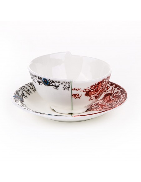 SELETTI Hybrid Tasse à thé + assiette porcelaine  - Zora