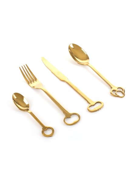 SELETTI gold-keytlery set of 24 cutlery 18/0 stainless electroplated, 6 places
