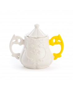 SELETTI i-wares sugar bowl in porcelain with col. Handles - yellow