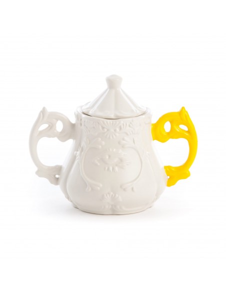 SELETTI i-wares sugar bowl in porcelain with col. Handles - yellow