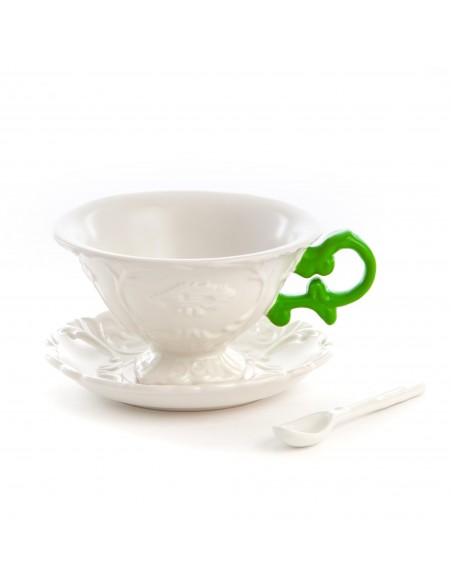 SELETTI i-wares set in porcelain with coloured handles