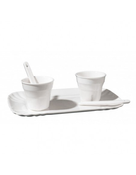SELETTI coffee set 6 cups + 6 stirrers + 1 tray in porcelain
