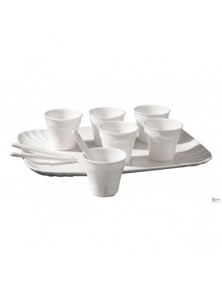 SELETTI service à café 6 tasses + 6 agitateurs + 1 plateau en porcelaine
