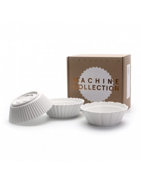 SELETTI Machine Collection set of 3 assorted porcelain fruit bowls