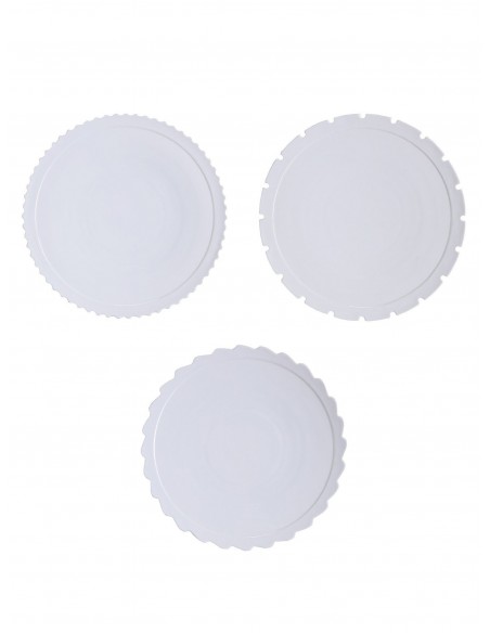 SELETTI Machine Collection set of 3 assorted porcelain dinner plates