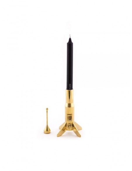 SELETTI Cosmic Diner brass candle holder hard rocket2