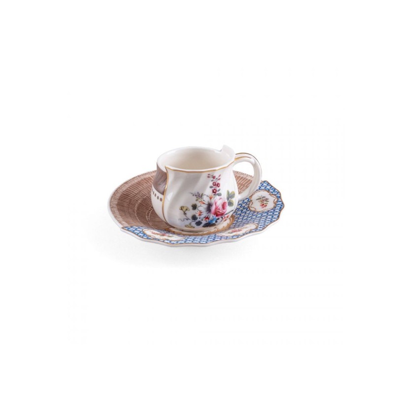 SELETTI Hybrid Porcelain coffee cup + plate  - Djenne