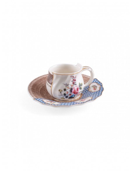 SELETTI Hybrid Porcelain coffee cup + plate  - Djenne