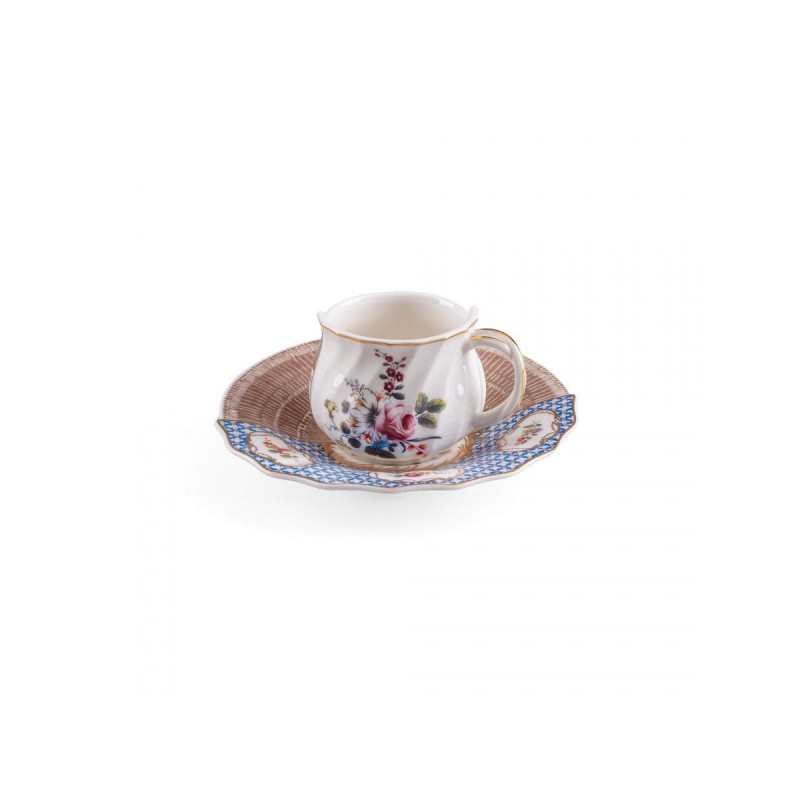 SELETTI Hybrid Porcelain coffee cup + plate  - Djenne