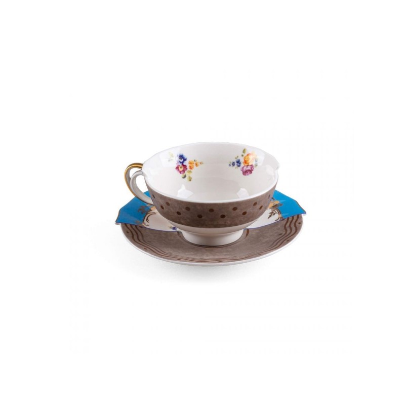 SELETTI Hybrid Tasse à thé + assiette porcelaine  - Kerma