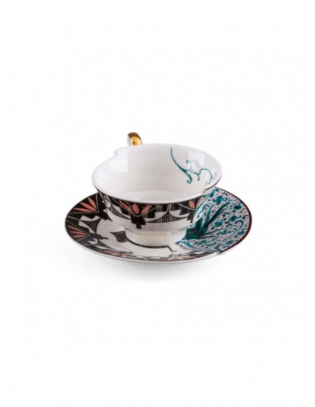 SELETTI Hybrid Porcelain tea cup + plate  - Aspero