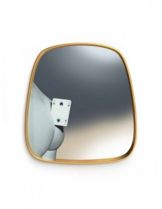 SELETTI Toiletpaper mirror with golden frame - two of spades
