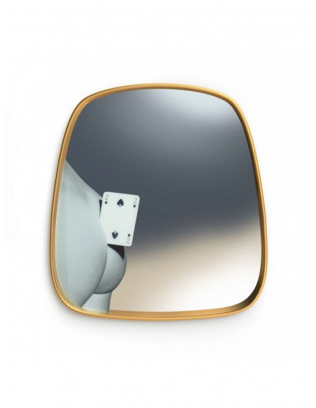 SELETTI Toiletpaper miroir avec cadre d'or - deux de pique