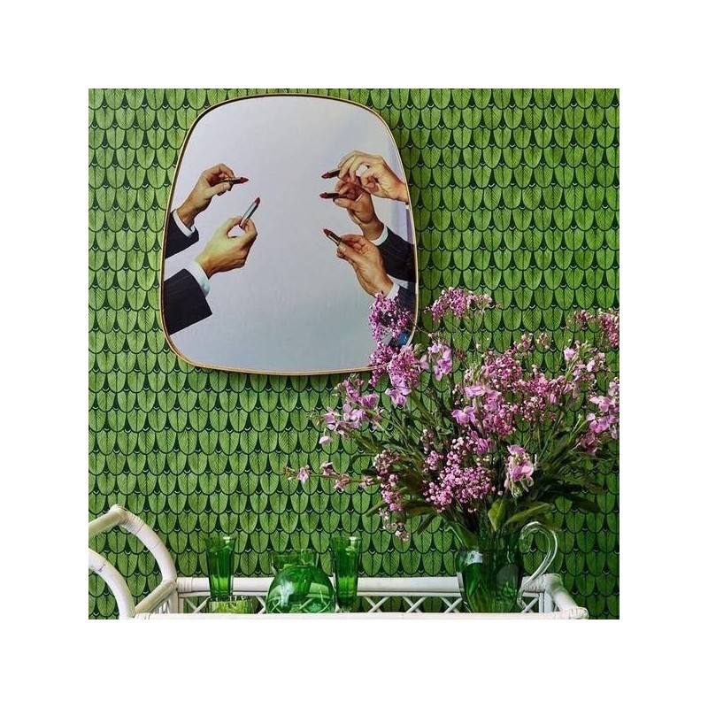 Buy SELETTI Toiletpaper mirror with golden frame - Lipstick online?