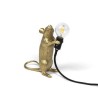 SELETTI Mouse Lamp Gold Standing/Step Black Cable