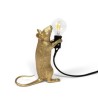 SELETTI Mouse Lamp Gold Standing/Step Black Cable