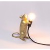 SELETTI Mouse Lamp Gold Standing/Step Black Cable