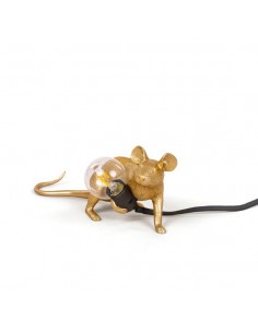 SELETTI Muis Lamp Goud Liggend/Lop Zwart Cable
