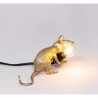 SELETTI Souris Lampe Dorée Allongée/Lop Câble Noir